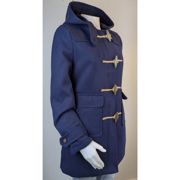 NEW Astor PL Duffle Coat Medium Navy Toggle Hooded Winter Outerwear Cabincore - Picture 2 of 12